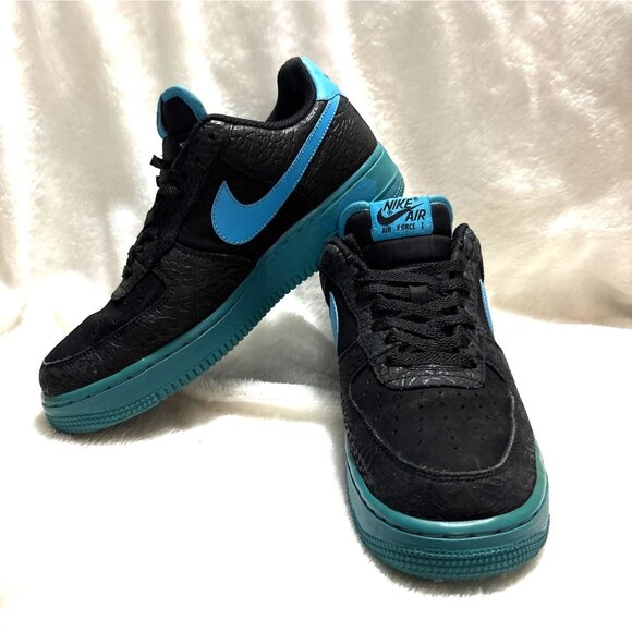 Nike Air Force 1 Low Black & Blue Sneakers Size 7.5 Mens - Picture 1 of 6